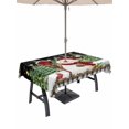 thumbnail image 1 of Outdoor Tablecloth with Umbrella Hole and Zipper, Black Green Snowman Christmas Rectangle Table Cloth 60x120 Inch Waterproof Tablecloth, Xmas Tree Snowflake Winter Picnic Table Cover for Patio, 1 of 7
