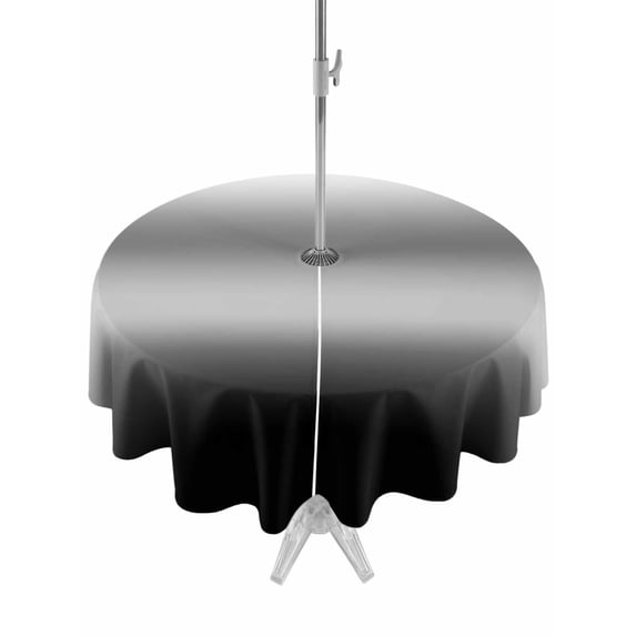 Outdoor Tablecloth with Umbrella Hole & Zipper, Black Grey Ombre Round Tablecloth 54 Inch, Modern Gradient Abstract Aesthetics Art Patio Table Cover Waterproof Table Cloth for Picnic/Party