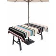 thumbnail image 1 of Outdoor Tablecloth with Umbrella Hole and Zipper, Black Pink Blue Striped Rectangle Table Cloth 60x120 Inch Waterproof Tablecloth, Modern Stripes Art Farmhouse Picnic Table Cover for Patio Camping, 1 of 7