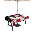 thumbnail image 1 of Outdoor Tablecloth with Umbrella Hole and Zipper, Black Plaid Christmas Rectangle Table Cloth 60x84 Inch Waterproof Tablecloth, Snowman Gifts Xmas Tree Winter Snowflake Picnic Table Cover for Patio, 1 of 7