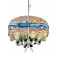 thumbnail image 1 of Outdoor Tablecloth with Umbrella Hole and Zipper, Black Plaid Easter Round Table Cloth 54 Inch Waterproof Tablecloth, Truck Spring Floral Bunny Animals Wooden Picnic Table Cover for Patio Camping, 1 of 7