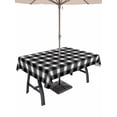 thumbnail image 1 of Outdoor Tablecloth with Umbrella Hole & Zipper, Black Plaid Rectangle Tablecloth 54x80 Inch, Farmhouse Black White Checkered Patio Table Cover Waterproof Table Cloth for Picnic/Party, 1 of 7