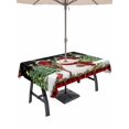 thumbnail image 1 of Outdoor Tablecloth with Umbrella Hole and Zipper, Black Red Snowman Christmas Rectangle Table Cloth 52x70 Inch Waterproof Tablecloth, Xmas Tree Snowflake Winter Picnic Table Cover for Patio Camping, 1 of 7