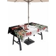 thumbnail image 1 of Outdoor Tablecloth with Umbrella Hole and Zipper, Black Snowman Christmas Rectangle Table Cloth 52x70 Inch Waterproof Tablecloth, Xmas Tree Ball Snowflake Elk Picnic Table Cover for Patio Camping, 1 of 7