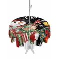 thumbnail image 1 of Outdoor Tablecloth with Umbrella Hole and Zipper, Black Snowman Christmas Round Table Cloth 60 Inch Waterproof Tablecloth, Xmas Snowflake Botanical Picnic Table Cover for Patio Camping, 1 of 7