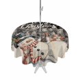 thumbnail image 1 of Outdoor Tablecloth with Umbrella Hole and Zipper, Black Snowman Christmas Round Table Cloth 60 Inch Waterproof Tablecloth, Xmas Tree Rustic Snowflake Picnic Table Cover for Patio Camping, 1 of 7
