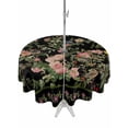 thumbnail image 1 of Outdoor Tablecloth with Umbrella Hole and Zipper, Black Spring Floral Round Table Cloth 60 Inch Waterproof Tablecloth, Elegant Pastoral Flowers Birds Retro Art Picnic Table Cover for Patio Camping, 1 of 7