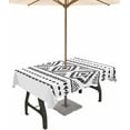 thumbnail image 1 of Outdoor Tablecloth with Umbrella Hole and Zipper Black White Boho Outdoor Tablecloths 60x102 Waterproof Table Cloths Bohemian Style Patio Table Cloth Cover for Outdoor Tables Picnic Garden, 1 of 5