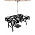 thumbnail image 1 of Outdoor Tablecloth with Umbrella Hole and Zipper, Black White Christmas Rectangle Table Cloth 54x80 Inch Waterproof Tablecloth, Xmas Tree Snowflake Winter Abstract Picnic Table Cover for Patio, 1 of 7