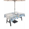 thumbnail image 1 of Outdoor Tablecloth with Umbrella Hole & Zipper, Blue Anchor Coastal Rectangle Tablecloth 60x102 Inch, Nautical Beach Coral Starfish Shell Patio Table Cover Waterproof Table Cloth for Picnic/Party, 1 of 7