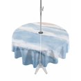 thumbnail image 1 of Outdoor Tablecloth with Umbrella Hole & Zipper, Blue Beach Coastal Round Tablecloth 60 Inch, Summer Nautical Seaside Ocean Beige Patio Table Cover Waterproof Table Cloth for Picnic/Party, 1 of 7