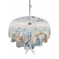 thumbnail image 1 of Outdoor Tablecloth with Umbrella Hole & Zipper, Blue Beige Coastal Round Tablecloth 60 Inch, Beach Starfish Summer Eucalyptus Vintage Patio Table Cover Waterproof Table Cloth for Picnic/Party, 1 of 7