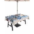 thumbnail image 1 of Outdoor Tablecloth with Umbrella Hole and Zipper, Blue Christmas Poinsettia Rectangle Table Cloth 52x70 Inch Waterproof Tablecloth, Xmas Botanical Balls Snowflake Rustic Picnic Table Cover for Patio, 1 of 7