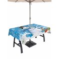thumbnail image 1 of Outdoor Tablecloth with Umbrella Hole and Zipper, Blue Christmas Rectangle Table Cloth 52x70 Inch Waterproof Tablecloth, Snowman Xmas Tree Ball Gifts Winter Picnic Table Cover for Patio Camping, 1 of 7