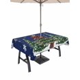 thumbnail image 1 of Outdoor Tablecloth with Umbrella Hole and Zipper, Blue Christmas Rectangle Table Cloth 52x70 Inch Waterproof Tablecloth, Xmas Christmas Tree Snowflake Picnic Table Cover for Patio Camping, 1 of 7