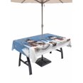thumbnail image 1 of Outdoor Tablecloth with Umbrella Hole and Zipper, Blue Christmas Rectangle Table Cloth 54x80 Inch Waterproof Tablecloth, Snowman Snowflake Winter Birds Picnic Table Cover for Patio Camping, 1 of 7
