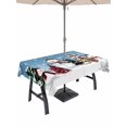 thumbnail image 1 of Outdoor Tablecloth with Umbrella Hole and Zipper, Blue Christmas Rectangle Table Cloth 54x80 Inch Waterproof Tablecloth, Snowman Xmas Tree Winter Snowflake Picnic Table Cover for Patio Camping, 1 of 7
