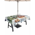 thumbnail image 1 of Outdoor Tablecloth with Umbrella Hole and Zipper, Blue Christmas Rectangle Table Cloth 54x80 Inch Waterproof Tablecloth, Xmas Winter Forest Tree Deer Snowflakes Picnic Table Cover for Patio Camping, 1 of 7