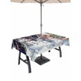 thumbnail image 1 of Outdoor Tablecloth with Umbrella Hole and Zipper, Blue Christmas Rectangle Table Cloth 54x80 Inch Waterproof Tablecloth, Xmas Winter Snowman Snowflakes Trees Picnic Table Cover for Patio Camping, 1 of 7