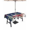 thumbnail image 1 of Outdoor Tablecloth with Umbrella Hole and Zipper, Blue Christmas Rectangle Table Cloth 60x120 Inch Waterproof Tablecloth, Xmas Snowman Truck Snowflake Tree Balls Picnic Table Cover for Patio Camping, 1 of 7