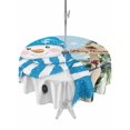 thumbnail image 1 of Outdoor Tablecloth with Umbrella Hole and Zipper, Blue Christmas Round Table Cloth 54 Inch Waterproof Tablecloth, Winter Snowman Xmas Pine Tree Snowy Picnic Table Cover for Patio Camping, 1 of 7