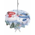 thumbnail image 1 of Outdoor Tablecloth with Umbrella Hole and Zipper, Blue Christmas Round Table Cloth 54 Inch Waterproof Tablecloth, Xmas Snowman Tree Snowflake Pine Cones Picnic Table Cover for Patio Camping, 1 of 7