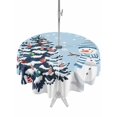 thumbnail image 1 of Outdoor Tablecloth with Umbrella Hole and Zipper, Blue Christmas Round Table Cloth 60 Inch Waterproof Tablecloth, Snowman Pine Tree Ball Winter Snow Scene Picnic Table Cover for Patio Camping, 1 of 7