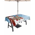thumbnail image 1 of Outdoor Tablecloth with Umbrella Hole and Zipper, Blue Christmas Snowman Rectangle Table Cloth 52x70 Inch Waterproof Tablecloth, Xmas Botanical Birds Snowflake Picnic Table Cover for Patio Camping, 1 of 7