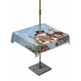 thumbnail image 1 of Outdoor Tablecloth with Umbrella Hole and Zipper, Blue Christmas Square Table Cloth 60x60 Inch Waterproof Tablecloth, Snowman Xmas Snowflake Botanical Tree Picnic Table Cover for Patio Camping, 1 of 7