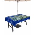 thumbnail image 1 of Outdoor Tablecloth with Umbrella Hole and Zipper, Blue Christmas Tree Rectangle Table Cloth 60x120 Inch Waterproof Tablecloth, Xmas Trees Snowflake Winter Picnic Table Cover for Patio Camping, 1 of 7