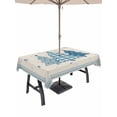 thumbnail image 1 of Outdoor Tablecloth with Umbrella Hole and Zipper, Blue Christmas Trees Rectangle Table Cloth 60x102 Inch Waterproof Tablecloth, Navy Winter Snowflakes Retro Beige Picnic Table Cover for Patio Camping, 1 of 7
