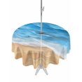 thumbnail image 1 of Outdoor Tablecloth with Umbrella Hole & Zipper, Blue Coastal Beach Round Tablecloth 54 Inch, Summer Nautical Ocean Beige Seaside Patio Table Cover Waterproof Table Cloth for Picnic/Party, 1 of 7