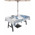 thumbnail image 1 of Outdoor Tablecloth with Umbrella Hole and Zipper, Blue Coastal Christmas Rectangle Table Cloth 60x102 Inch Waterproof Tablecloth, Snowman Xmas Tree Starfish Vintage Picnic Table Cover for Patio, 1 of 7