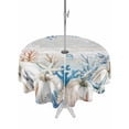 thumbnail image 1 of Outdoor Tablecloth with Umbrella Hole and Zipper, Blue Coastal Fall Round Table Cloth 60 Inch Waterproof Tablecloth, Thanksgiving Pumpkins Starfish Coral Picnic Table Cover for Patio Camping, 1 of 7