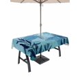 thumbnail image 1 of Outdoor Tablecloth with Umbrella Hole and Zipper, Blue Coastal Rectangle Table Cloth 60x84 Inch Waterproof Tablecloth, Beach Sea Turtle Ocean Nautical Botanical Picnic Table Cover for Patio Camping, 1 of 7