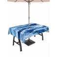 thumbnail image 1 of Outdoor Tablecloth with Umbrella Hole & Zipper, Blue Coastal Rectangle Tablecloth 54x80 Inch, Modern Abstract Beach Waves Ocean Patio Table Cover Waterproof Table Cloth for Picnic/Party, 1 of 7