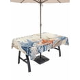 thumbnail image 1 of Outdoor Tablecloth with Umbrella Hole & Zipper, Blue Coastal Rectangle Tablecloth 60x120 Inch, Summer Beach Starfish Weeping Eucalyptus Retro Patio Table Cover Waterproof Table Cloth for Picnic/Party, 1 of 6