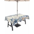 thumbnail image 1 of Outdoor Tablecloth with Umbrella Hole and Zipper, Blue Coastal Starfish Rectangle Table Cloth 52x70 Inch Waterproof Tablecloth, Beach Nautical Shell Eucalyptus Retro Picnic Table Cover for Patio, 1 of 7