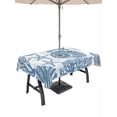thumbnail image 1 of Outdoor Tablecloth with Umbrella Hole & Zipper, Blue Coastal Starfish Rectangle Tablecloth 60x102 Inch, Summer Coral Shell Nautical Beach Patio Table Cover Waterproof Table Cloth for Picnic/Party, 1 of 7