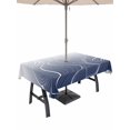 thumbnail image 1 of Outdoor Tablecloth with Umbrella Hole and Zipper, Blue Geometric Rectangle Table Cloth 54x80 Inch Waterproof Tablecloth, Modern White Stripe Abstract Distortion Art Picnic Table Cover for Patio, 1 of 7
