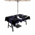 thumbnail image 1 of Outdoor Tablecloth with Umbrella Hole and Zipper, Blue Geometric Rectangle Table Cloth 60x120 Inch Waterproof Tablecloth, Contemporary White Abstract Lines Black Picnic Table Cover for Patio Camping, 1 of 7