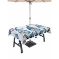 thumbnail image 1 of Outdoor Tablecloth with Umbrella Hole and Zipper, Blue Gnomes Christmas Rectangle Table Cloth 60x102 Inch Waterproof Tablecloth, Xmas Balls Tree Snowflake Wooden Picnic Table Cover for Patio Camping, 1 of 7