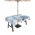 thumbnail image 1 of Outdoor Tablecloth with Umbrella Hole and Zipper, Blue Gnomes Christmas Rectangle Table Cloth 60x84 Inch Waterproof Tablecloth, Snowflake Xmas Tree Ball Gifts Picnic Table Cover for Patio Camping, 1 of 7