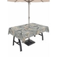 thumbnail image 1 of Outdoor Tablecloth with Umbrella Hole and Zipper, Blue Grey Seaports Rectangle Table Cloth 54x80 Inch Waterproof Tablecloth, Vintage Ocean Anchor Shark Lighthouse Picnic Table Cover for Patio Camping, 1 of 7