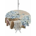 thumbnail image 1 of Outdoor Tablecloth with Umbrella Hole Zipper Blue Hydrangea Round Tablecloth 54" Waterproof Outside Table Cloth Flowers Leaves Butterfly Retro Khaki Patio Table Cover Tablecloths for Picnic Party, 1 of 8
