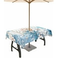 thumbnail image 1 of Outdoor Tablecloth with Umbrella Hole & Zipper, Blue Nautical Coastal Rectangle Tablecloth 60x84 Inch, Summer Beach Coral Seaside Patio Table Cover Waterproof Table Cloth for Picnic/Party, 1 of 6