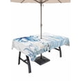 thumbnail image 1 of Outdoor Tablecloth with Umbrella Hole and Zipper, Blue Octopus Coastal Rectangle Table Cloth 60x120 Inch Waterproof Tablecloth, Summer Beach Nautical Ocean Coral Starfish Picnic Table Cover for Patio, 1 of 7