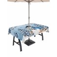 thumbnail image 1 of Outdoor Tablecloth with Umbrella Hole and Zipper, Blue Ombre Christmas Rectangle Table Cloth 52x70 Inch Waterproof Tablecloth, Snowman Xmas Tree Balls Snowflake Picnic Table Cover for Patio Camping, 1 of 7