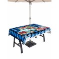 thumbnail image 1 of Outdoor Tablecloth with Umbrella Hole and Zipper, Blue Plaid Christmas Trucks Rectangle Table Cloth 54x80 Inch Waterproof Tablecloth, Xmas Tree Gifts Snowflake Picnic Table Cover for Patio Camping, 1 of 7