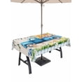 thumbnail image 1 of Outdoor Tablecloth with Umbrella Hole and Zipper, Blue Plaid Easter Rectangle Table Cloth 52x70 Inch Waterproof Tablecloth, Blue Truck Spring Floral Bunny Rustic Picnic Table Cover for Patio Camping, 1 of 7